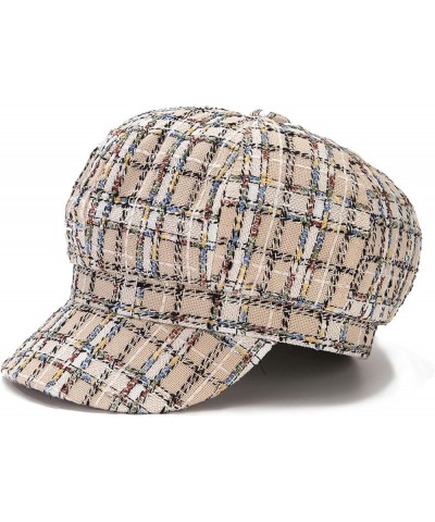 Women`s Plaid Newsboy Cap Gatsby Cabbie Hat Octagonal Classic Beret Checked Khaki $10.94 Newsboy Caps