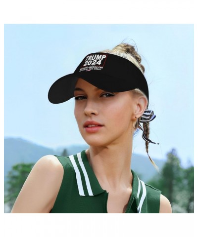 Trump 2024 Because America Can Never Be Too Great US Flag Visor Hats Novelty Adjustable Sport Sun Visor Cap Empty Top Basebal...