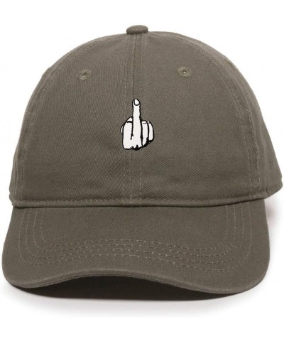 Middle Finger Dad Baseball Cap Embroidered Cotton Adjustable Dad Hat Olive $12.25 Baseball Caps