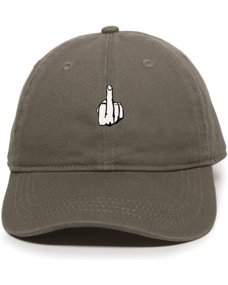 Middle Finger Dad Baseball Cap Embroidered Cotton Adjustable Dad Hat Olive $12.25 Baseball Caps