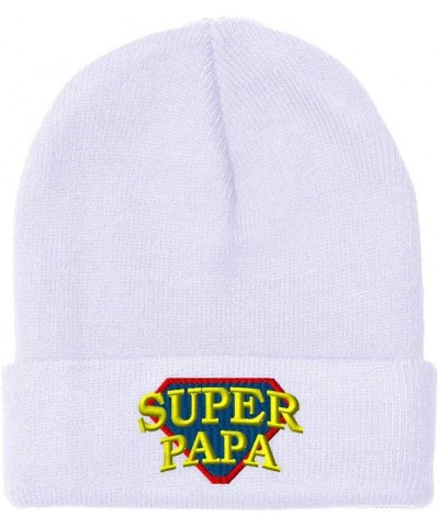 Beanies for Men Super Papa Embroidery Letters Winter Hats for Women Acrylic Skull Cap 1 Size White Design Only $11.21 Skullie...