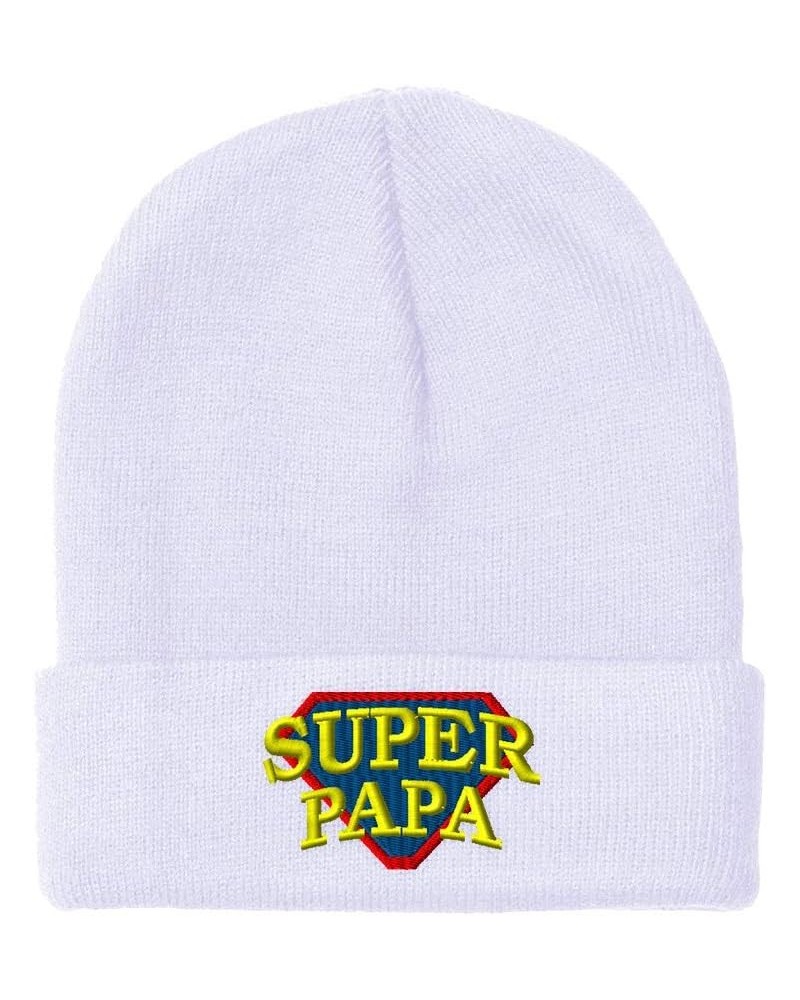 Beanies for Men Super Papa Embroidery Letters Winter Hats for Women Acrylic Skull Cap 1 Size White Design Only $11.21 Skullie...