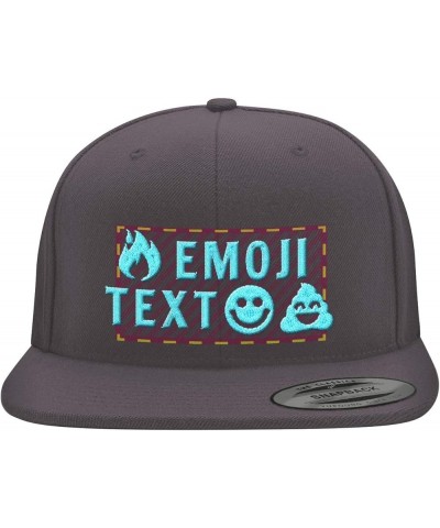 Custom Emoji's & Text - Yupoong 6089 Structured Flat Bill Snapback Hat CP09 | Embroidered Personalized Unisex Baseball Cap Da...