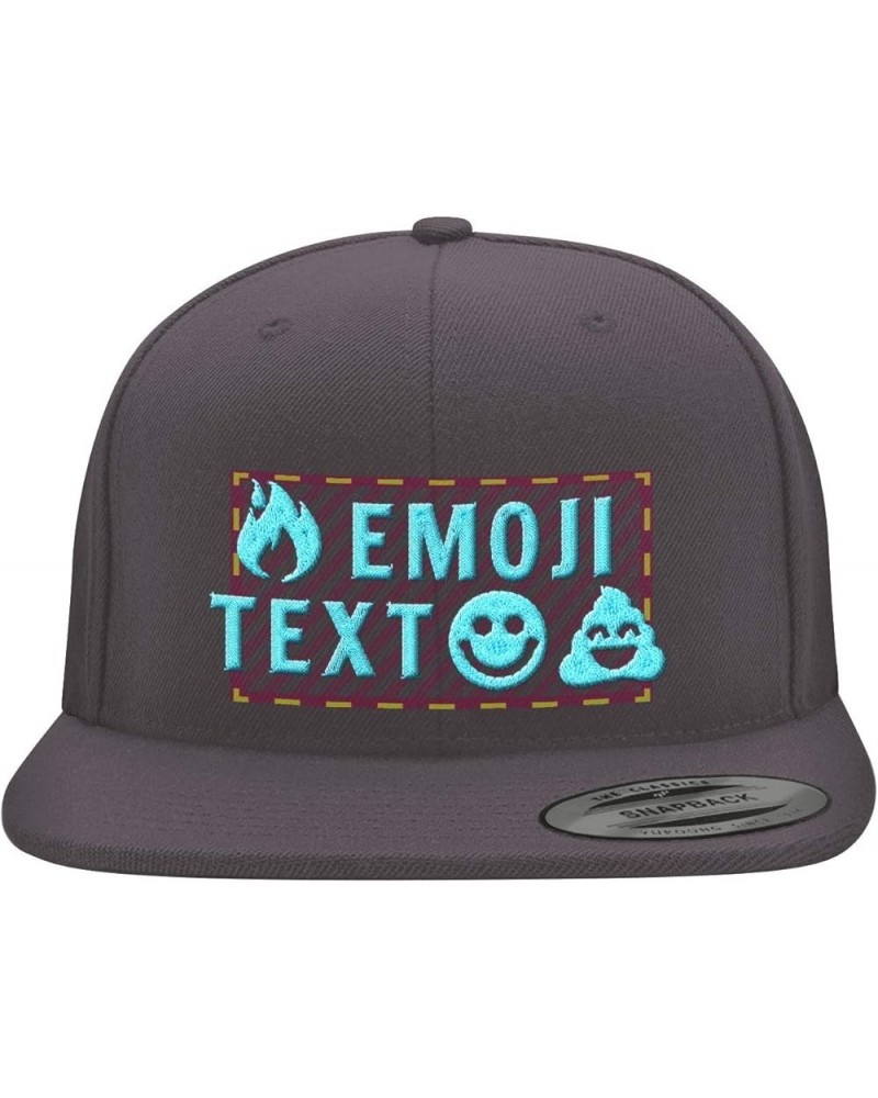 Custom Emoji's & Text - Yupoong 6089 Structured Flat Bill Snapback Hat CP09 | Embroidered Personalized Unisex Baseball Cap Da...