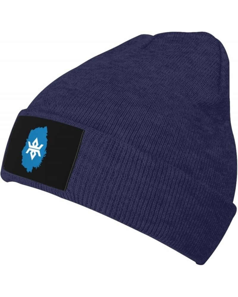 Iwate Geo Stub Beanie Hat for Men Women Soft Cozy Skull Cap Winter Warm Knit Hats Navy Blue $11.38 Skullies & Beanies