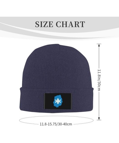 Iwate Geo Stub Beanie Hat for Men Women Soft Cozy Skull Cap Winter Warm Knit Hats Navy Blue $11.38 Skullies & Beanies