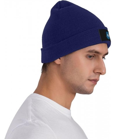 Iwate Geo Stub Beanie Hat for Men Women Soft Cozy Skull Cap Winter Warm Knit Hats Navy Blue $11.38 Skullies & Beanies