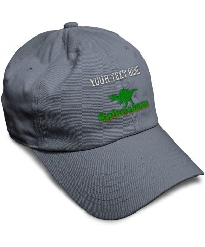 Custom Soft Baseball Cap Spinosaurus Dinosaurs Jurassic Twill Cotton Prehistoric Dad Hat for Men & Women Dark Grey Personaliz...