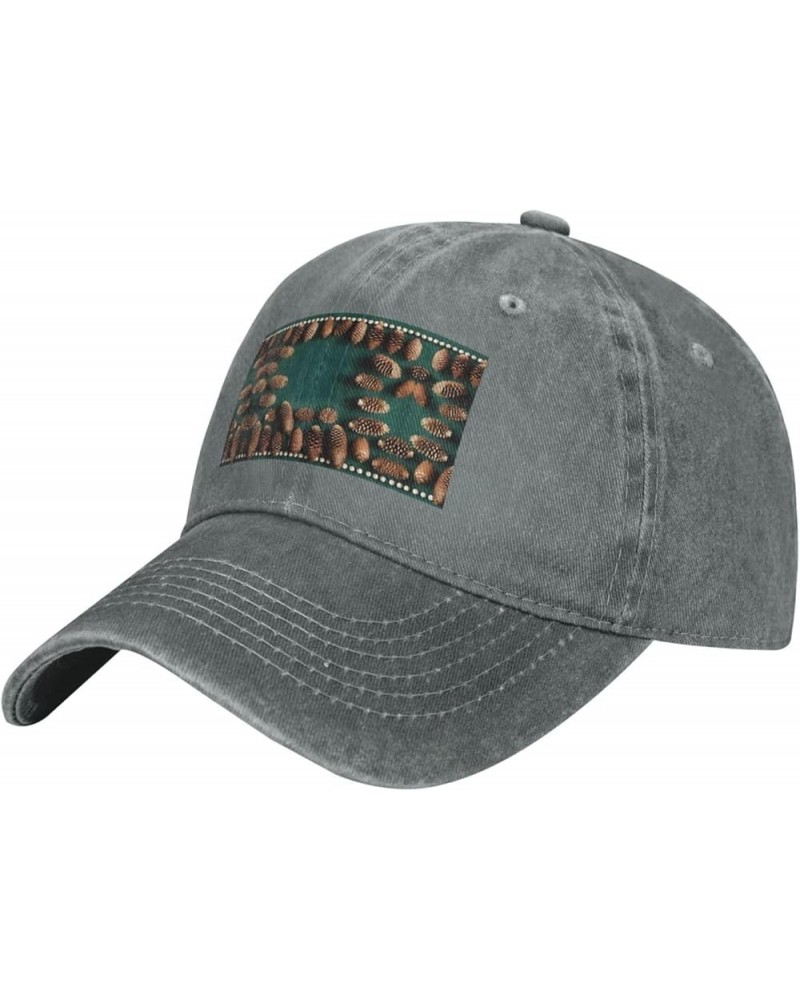 Pine Cone Border Black Printed Unisex Denim Baseball Cap Adjustable Fitted Ball Hat Adult Casual Casquette Gray $9.91 Basebal...