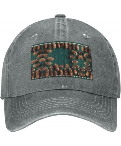 Pine Cone Border Black Printed Unisex Denim Baseball Cap Adjustable Fitted Ball Hat Adult Casual Casquette Gray $9.91 Basebal...