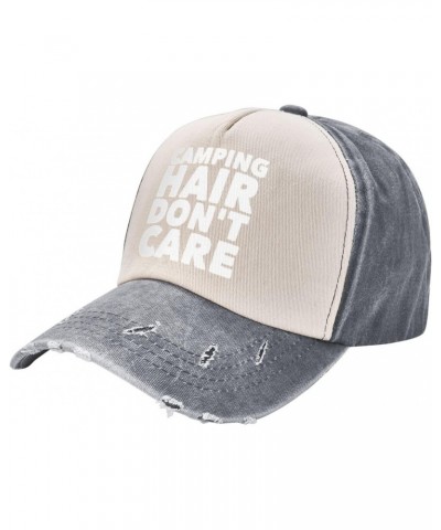 Vintage Camping Hair Don't Care 100% Cotton Washed Denim Baseball Cap - Adjustable Vintage Dad Hat for Men and Women $9.84 Co...