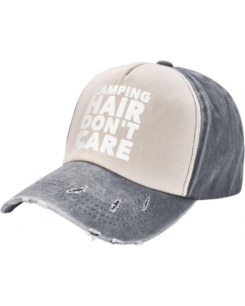 Vintage Camping Hair Don't Care 100% Cotton Washed Denim Baseball Cap - Adjustable Vintage Dad Hat for Men and Women $9.84 Co...