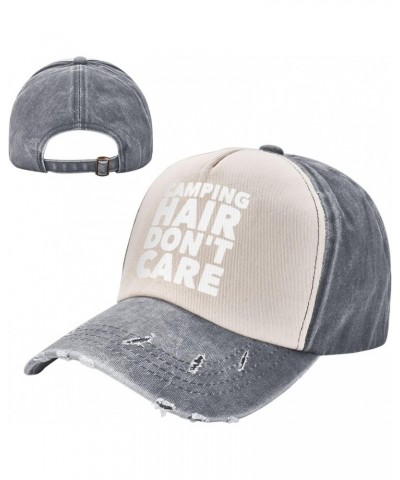 Vintage Camping Hair Don't Care 100% Cotton Washed Denim Baseball Cap - Adjustable Vintage Dad Hat for Men and Women $9.84 Co...