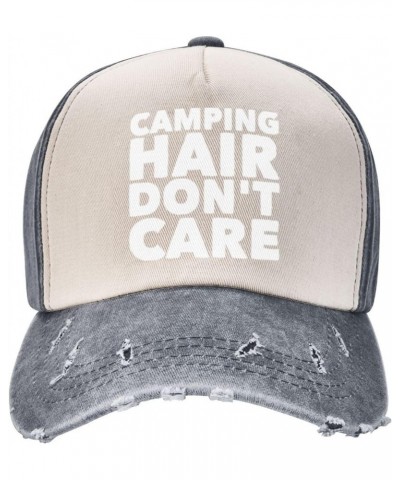 Vintage Camping Hair Don't Care 100% Cotton Washed Denim Baseball Cap - Adjustable Vintage Dad Hat for Men and Women $9.84 Co...