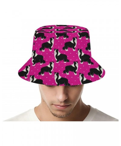 Border Collie Dog Bucket Hat for Men Women Funny Summer Beach Fishing Hat Packable Outdoor Sun Fisherman Hat Travel Hiking Un...