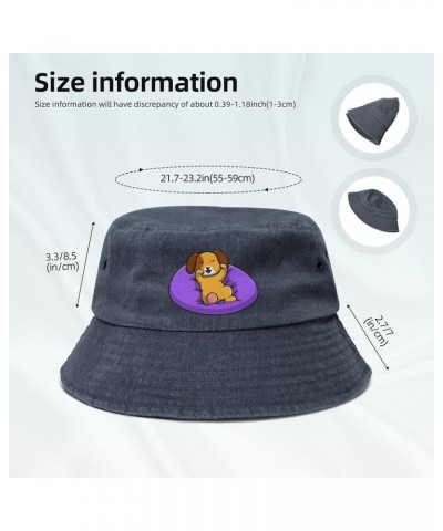 Puppy Lying on Bed Bucket Hat for Women Men Summer Travel Sun Hat Outdoor Cap Funny Bucket Hats Navy Blue $14.48 Bucket Hats