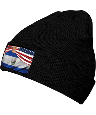 Knitted Hat Men Women Winter Hats Warm Soft Cute Plain Skull Beanie Cap for Outdoor American Flag and El Salvador Flag1 $9.53...