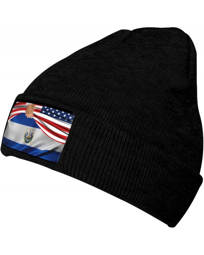 Knitted Hat Men Women Winter Hats Warm Soft Cute Plain Skull Beanie Cap for Outdoor American Flag and El Salvador Flag1 $9.53...