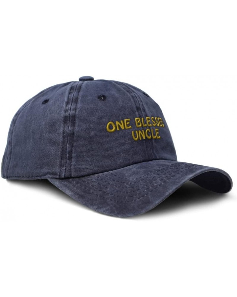 Custom Soft Washed Baseball Cap 1 Blessed Uncle Blessed Family E Uncle Cotton Navy Design Only $12.00 Baseball Caps