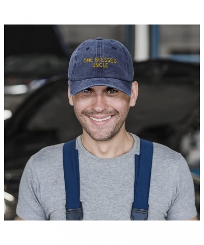 Custom Soft Washed Baseball Cap 1 Blessed Uncle Blessed Family E Uncle Cotton Navy Design Only $12.00 Baseball Caps