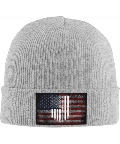 Lung Cancer Awareness America Flag White Ribbon Cozy Knitted Hat for Winter - Warm Comfort Black Gray $13.00 Skullies & Beanies