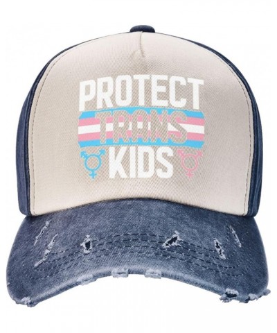 Protect Trans Kids Adult Washed Cowboy Hat Baseball Hat Outdoor Travel Hat Denim Hat Navy Blue $13.37 Cowboy Hats