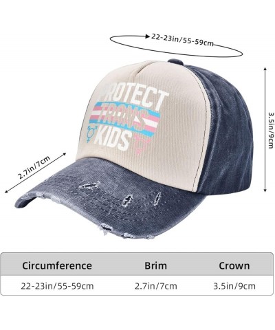 Protect Trans Kids Adult Washed Cowboy Hat Baseball Hat Outdoor Travel Hat Denim Hat Navy Blue $13.37 Cowboy Hats