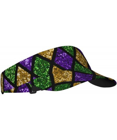 Sport Sun Visor Hat Women Men Adjustable Empty Top Beach Golf Baseball Uv Cap for Women and Men Mardi Gras Shiny Green Purple...