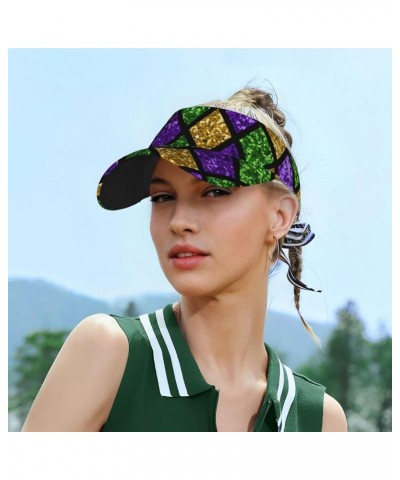 Sport Sun Visor Hat Women Men Adjustable Empty Top Beach Golf Baseball Uv Cap for Women and Men Mardi Gras Shiny Green Purple...