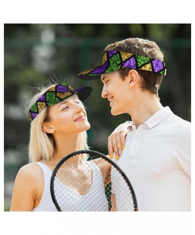 Sport Sun Visor Hat Women Men Adjustable Empty Top Beach Golf Baseball Uv Cap for Women and Men Mardi Gras Shiny Green Purple...