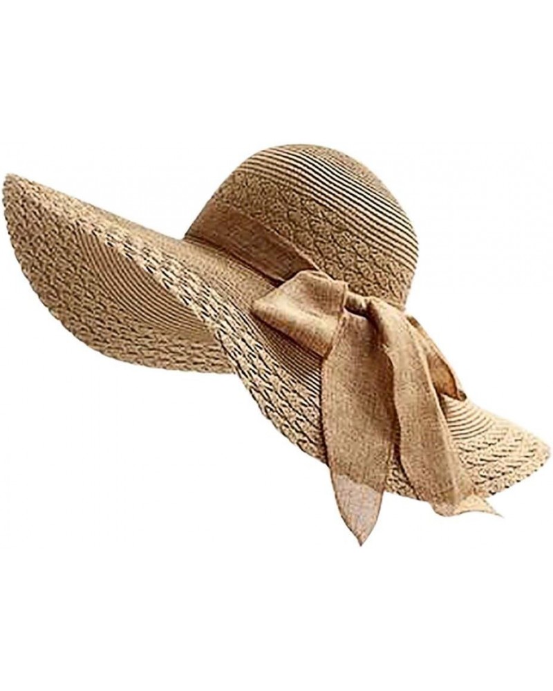 Women's Church Hat Wide Brim Flower Bridal Shower Hat Flounce Cocktail Tea Party Bridal Dress Hats Khaki 3 $10.07 Fedoras