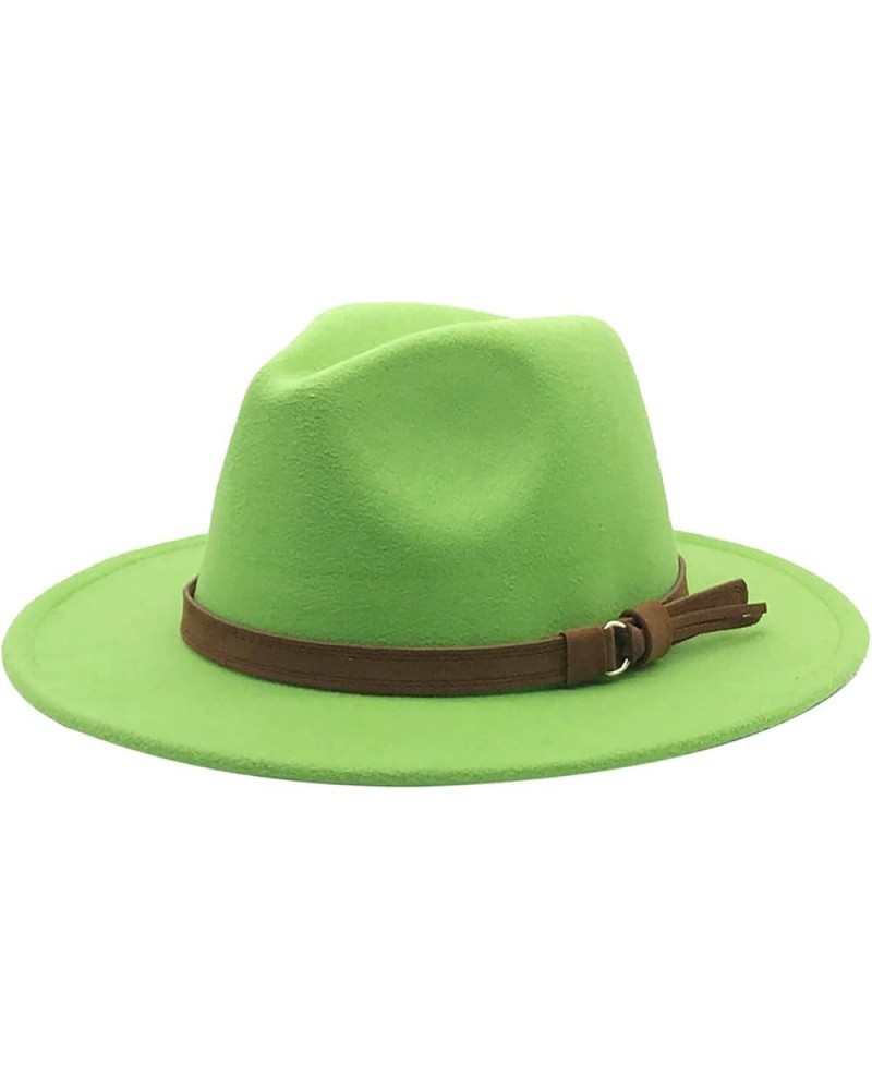 Windfall Men & Women Vintage Wide Brim Fedora Hat with Belt Buckle Painters Hat for Men Green $7.95 Fedoras