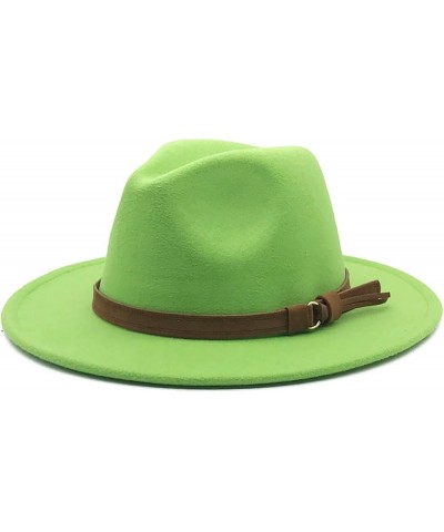 Windfall Men & Women Vintage Wide Brim Fedora Hat with Belt Buckle Painters Hat for Men Green $7.95 Fedoras