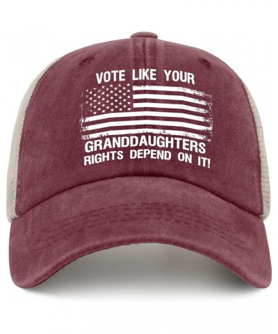 Vote Like Your Granddaughters' Rights Depend On It! Golf Hat Custom Hats for Men AllBlack Hiking Hat Women Gifts Wine Red02 $...