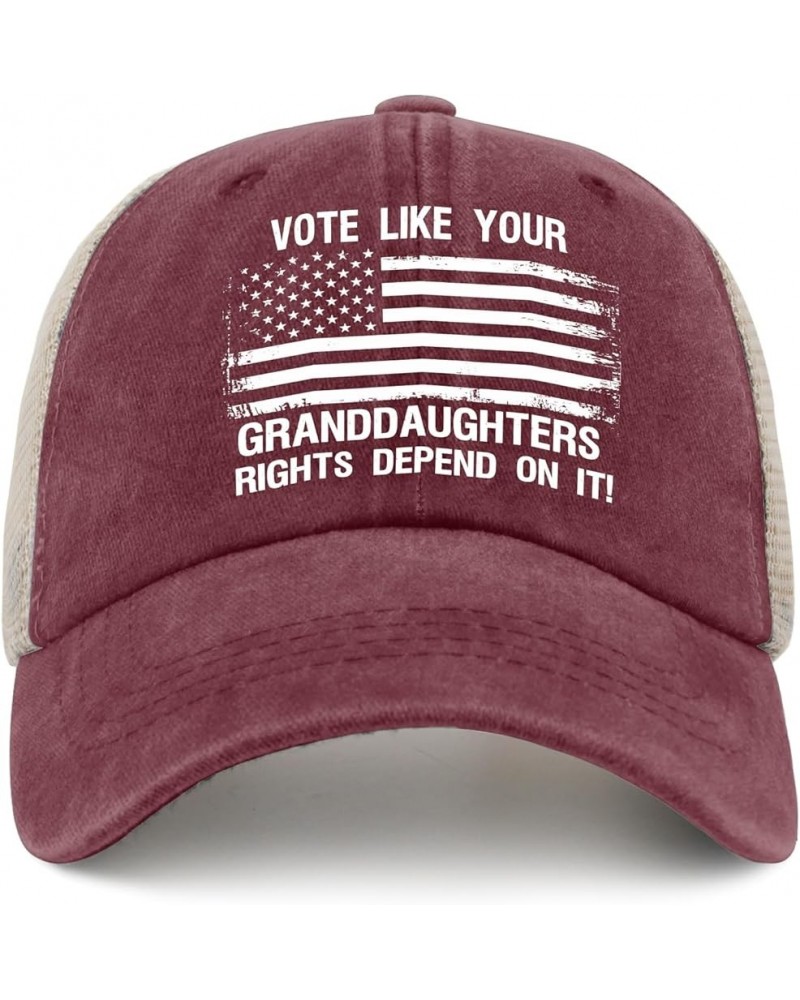 Vote Like Your Granddaughters' Rights Depend On It! Golf Hat Custom Hats for Men AllBlack Hiking Hat Women Gifts Wine Red02 $...