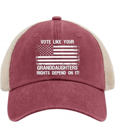 Vote Like Your Granddaughters' Rights Depend On It! Golf Hat Custom Hats for Men AllBlack Hiking Hat Women Gifts Wine Red02 $...