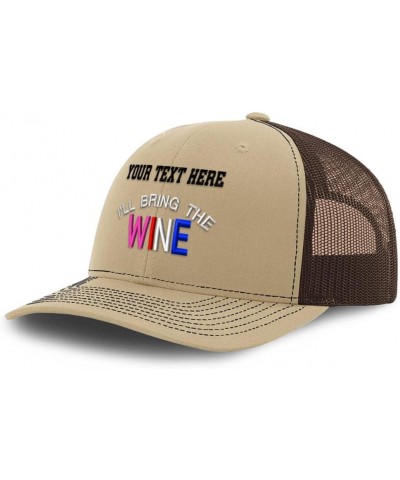 Custom Richardson Trucker Hat I'll Bring The Wine Wine Polyester Baseball Cap Khaki Coffee Personalized Text Here $15.75 Base...