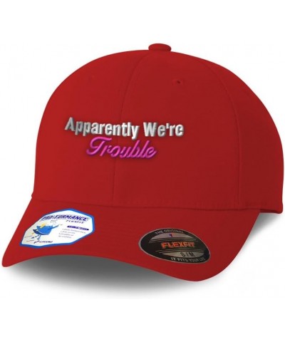 Flexfit Hats for Men & Women Apparently We're Trouble Polyester Dad Hat Baseball Cap Red $14.70 Baseball Caps