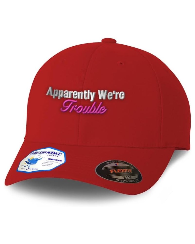 Flexfit Hats for Men & Women Apparently We're Trouble Polyester Dad Hat Baseball Cap Red $14.70 Baseball Caps