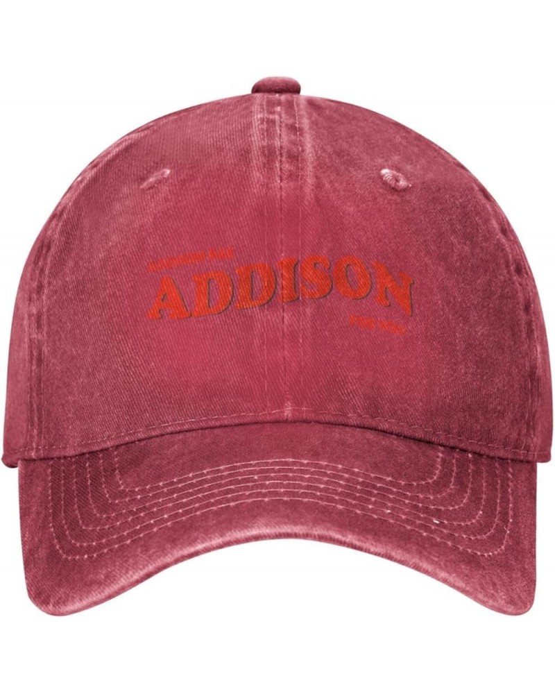 Addison Music Rae Hats for Men Women, Classic Adjustable Mesh Washed Denim Baseball Cap Hat Black Red $9.86 Baseball Caps