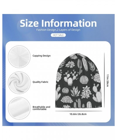 Cactus Printing Unisex Men Women Beanie Hat Warm Outdoor Hat Skullies Beanies Chemo Hat Black $9.80 Skullies & Beanies