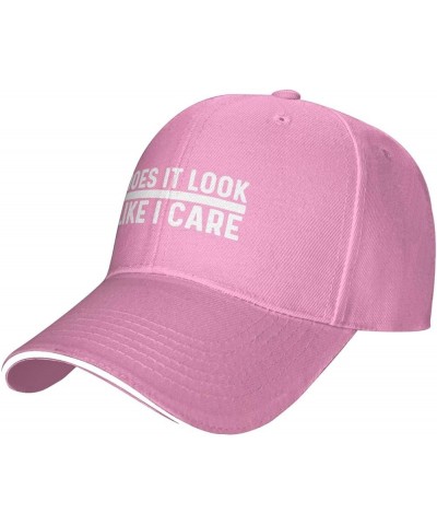 Does It Look Like I Care Hat for Men Baseball Caps Trendy Hats Pink $10.88 Baseball Caps