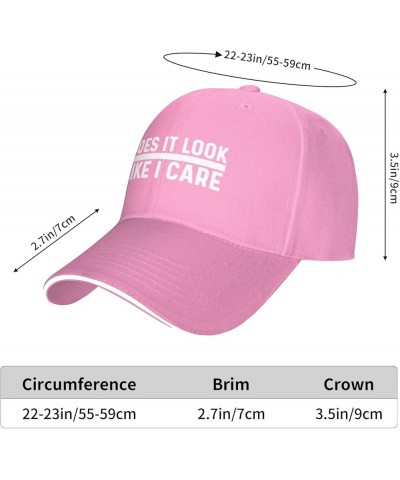 Does It Look Like I Care Hat for Men Baseball Caps Trendy Hats Pink $10.88 Baseball Caps