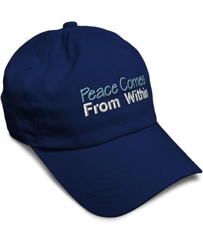 Soft Baseball Cap Peace Comes from Within B Cotton Dad Hats for Men & Women Navy $13.92 Baseball Caps