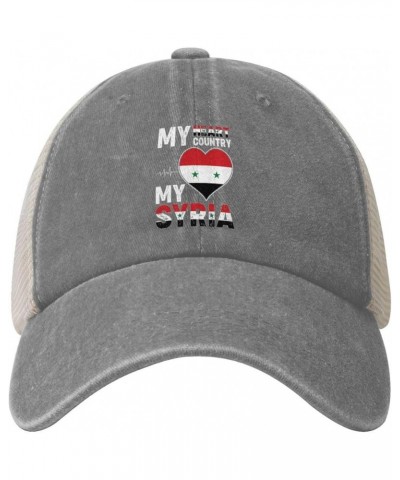 My Heart My Country My Syria Retro Mesh Baseball Cap Men Women Sport Caps Trucker Hat Gray $11.55 Baseball Caps