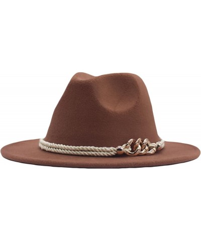 Classic Wool Fedora for Women Panama Jazz Hat Wide Floppy Bucket Fashion Elegant Belt Buckle Party Cap Yellow $16.74 Fedoras