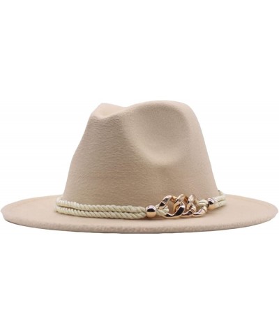 Classic Wool Fedora for Women Panama Jazz Hat Wide Floppy Bucket Fashion Elegant Belt Buckle Party Cap Yellow $16.74 Fedoras