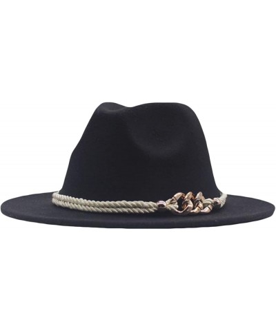 Classic Wool Fedora for Women Panama Jazz Hat Wide Floppy Bucket Fashion Elegant Belt Buckle Party Cap Yellow $16.74 Fedoras