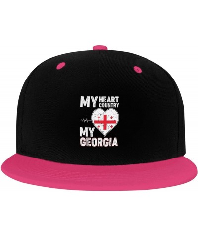 My Heart My Country My Georgia Snapback Hat for Men Women Baseball Cap Trucker Flat Bill Hats Dad Caps Pink $13.09 Baseball Caps