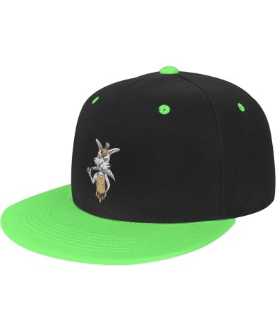 Fierce Rabbit with a Knife Baseball Cap for Men Women Snapback Hat Adjustable Flat Bill Hats Green $14.58 Baseball Caps